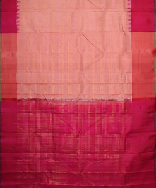 Salmon red color handloom Gadwal Silk saree