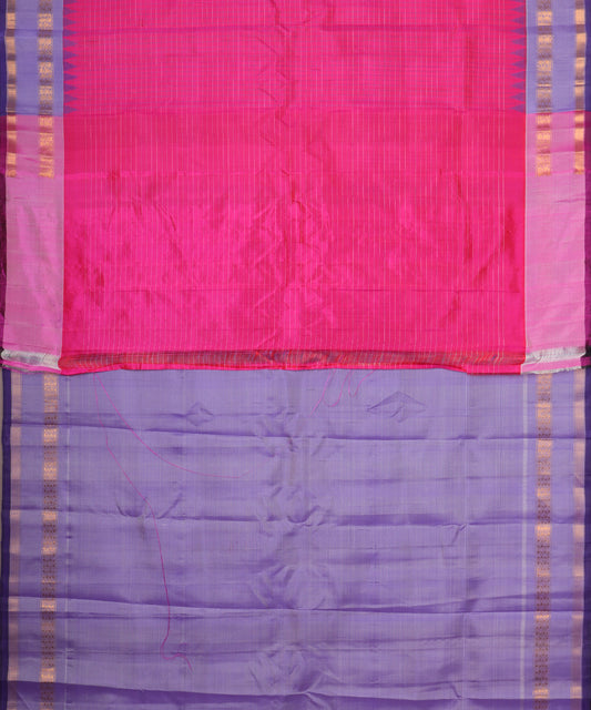 Ruby pink color handloom Gadwal Silk saree