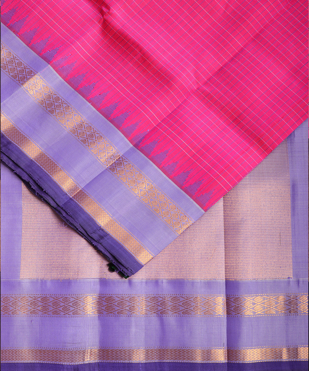 Ruby pink color handloom Gadwal Silk saree