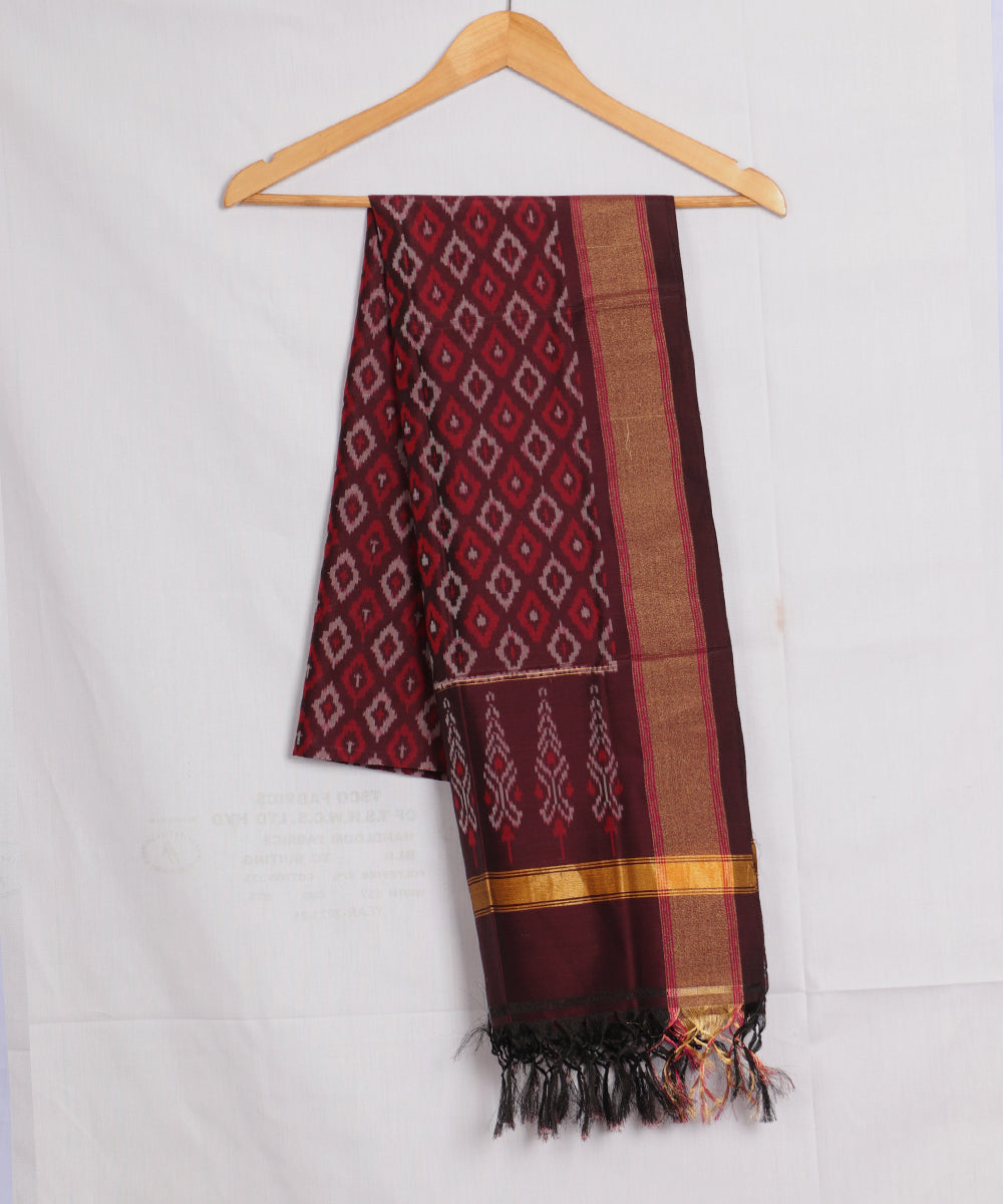 Burgundy red color handloom ikat sico dupattas