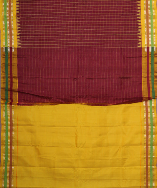 Sangria red color handloom Gadwal Silk saree