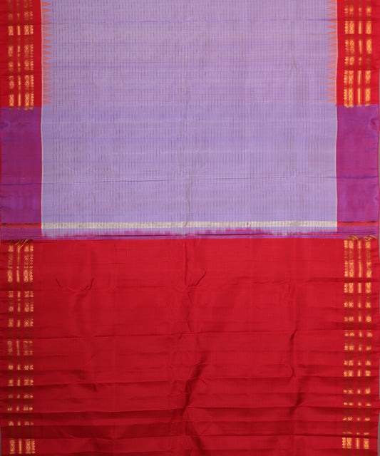 Floral violet color handloom Gadwal Silk saree