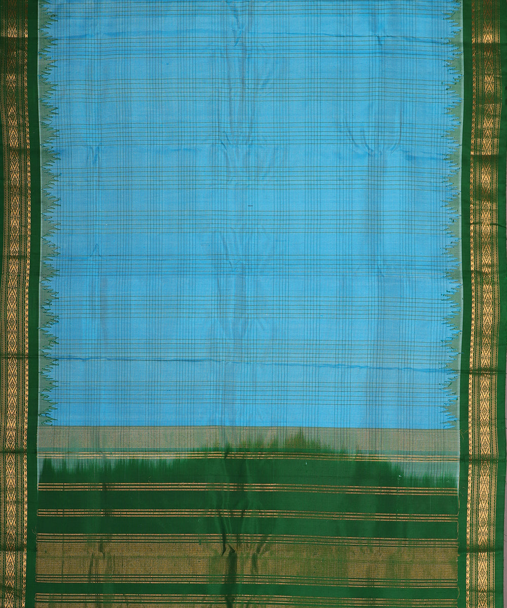 Turkish blue shade handloom Gadwal Silk saree