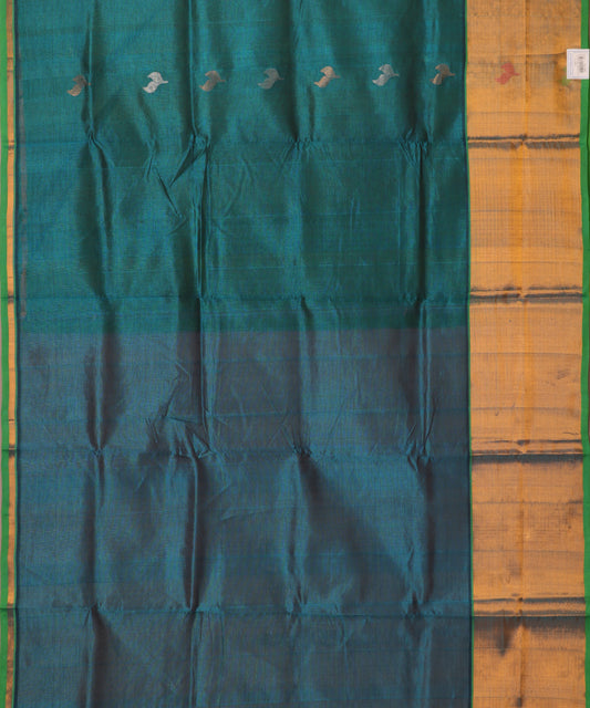 Prussian blue color handloom venkatagiri sico saree
