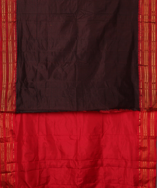Black color striped handloom narayanpet silk saree