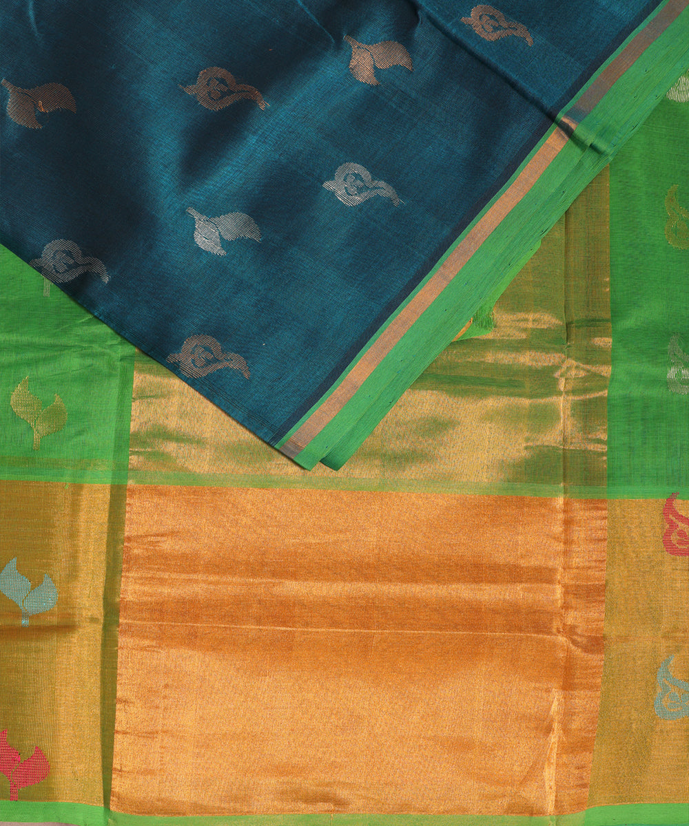 Prussian blue color handloom venkatagiri sico saree