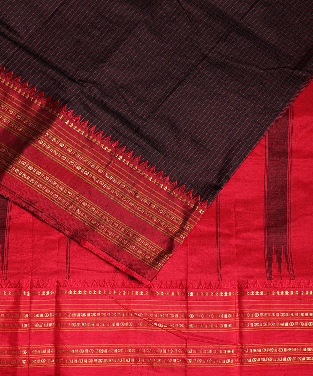 Black color striped handloom narayanpet silk saree