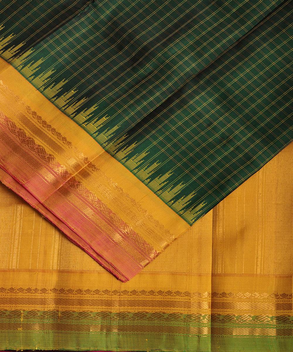Sacramento green color handloom Gadwal Silk saree