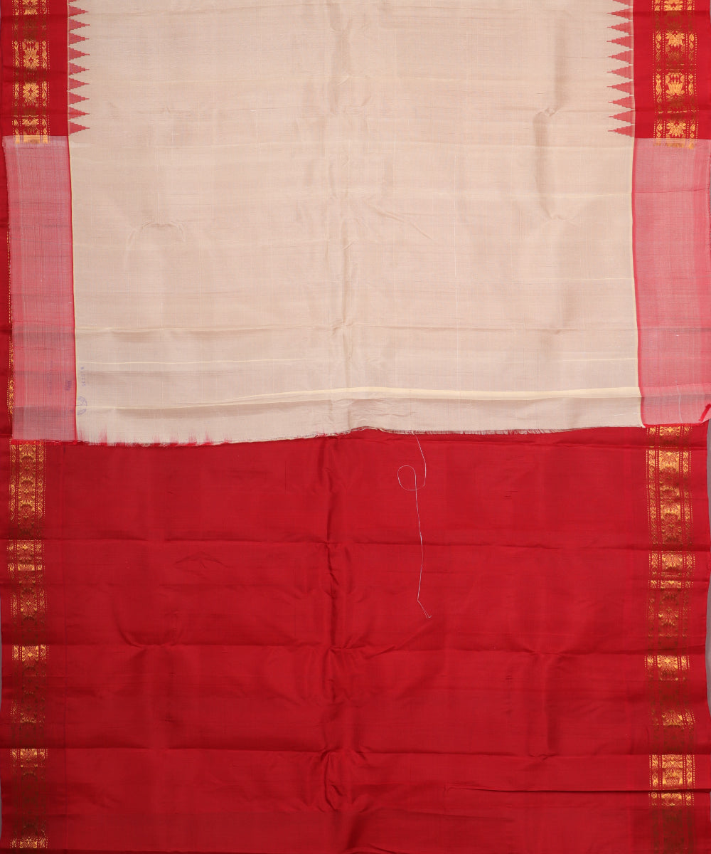 Cream color handloom Gadwal Silk saree