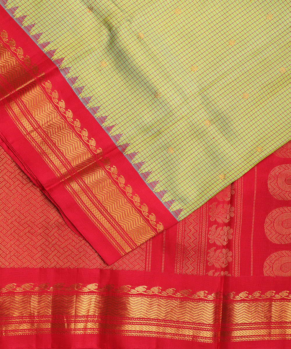 Sage green color handloom Gadwal Silk saree