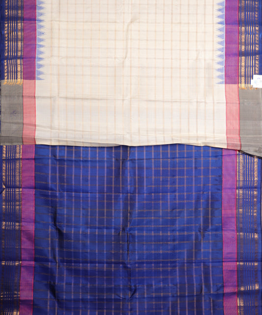 Cream color handloom Gadwal Silk saree