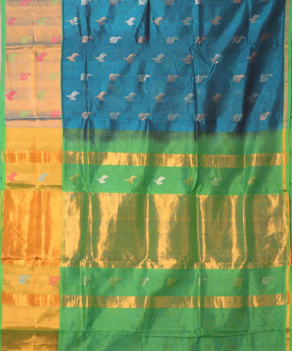 Prussian blue color handloom venkatagiri sico saree