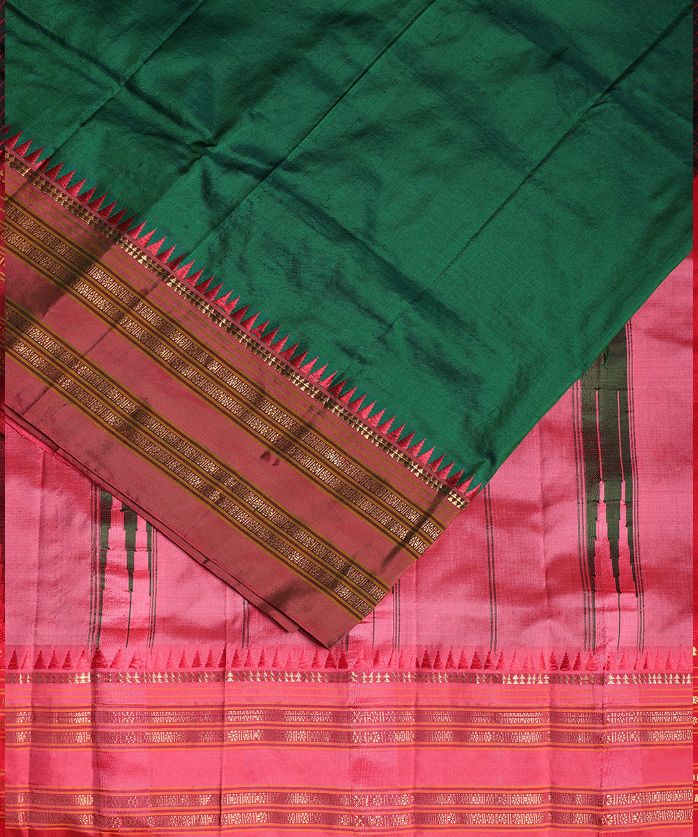 Sacramento green color handloom narayanpet silk saree