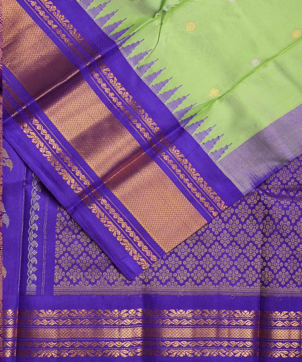 Mint green color handloom Gadwal Silk saree