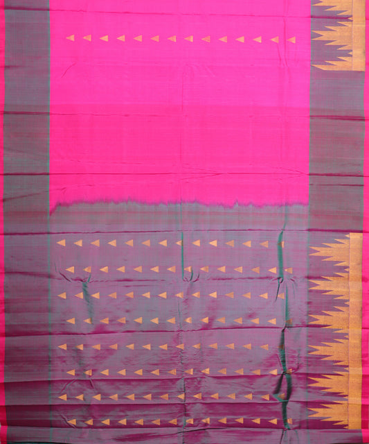 Magenta pink color handloom Gadwal Silk saree