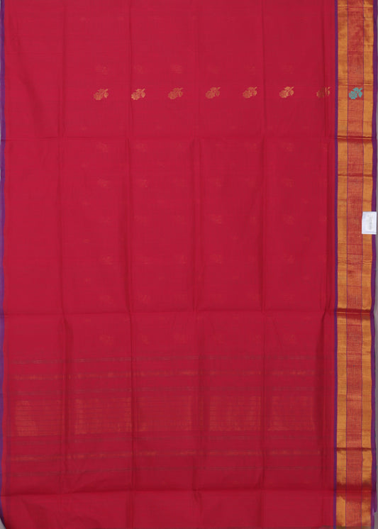 Carmine red color handloom venkatagiri cotton saree