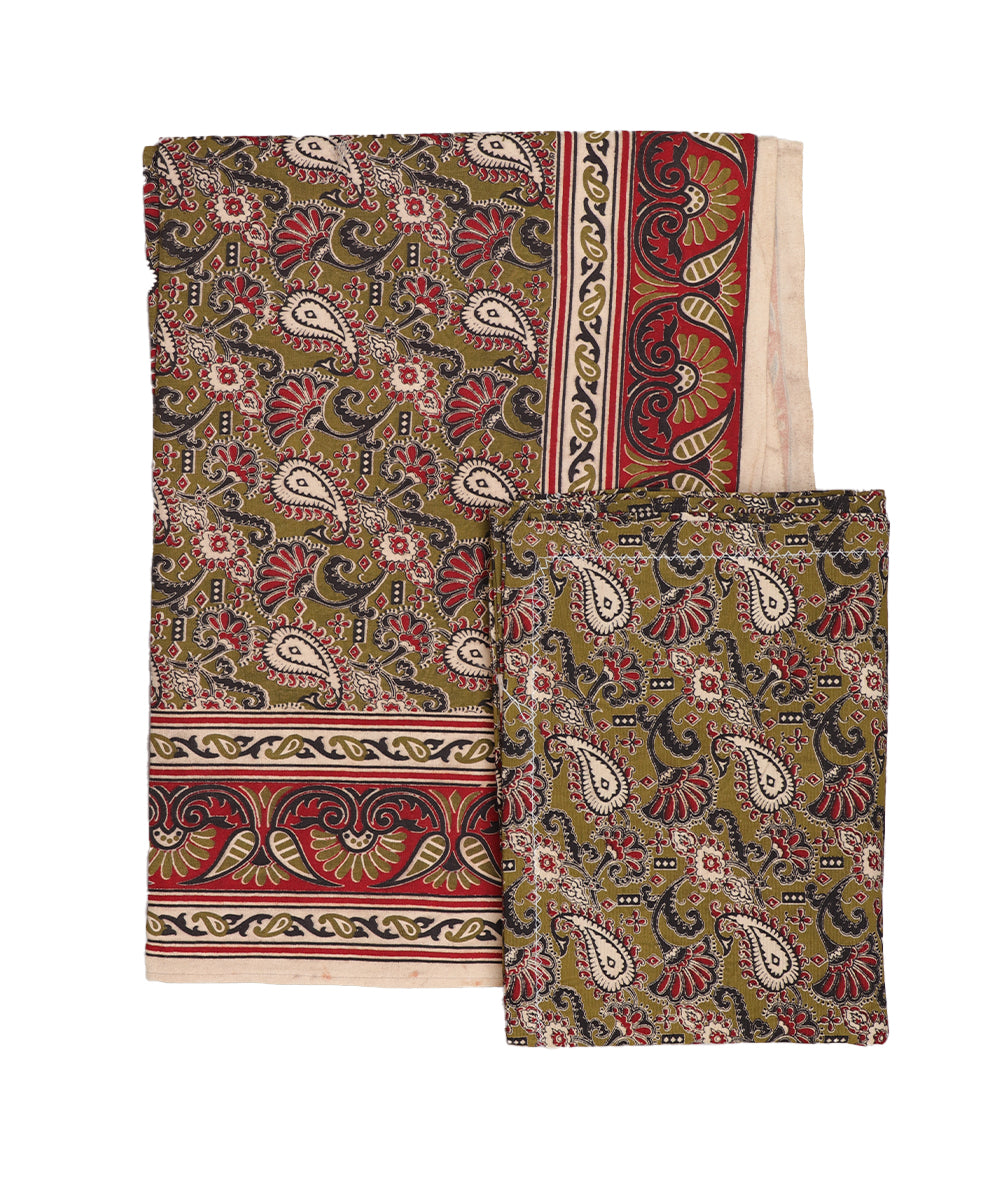 Kalamkari handblock print cotton single cot Bedsheet
