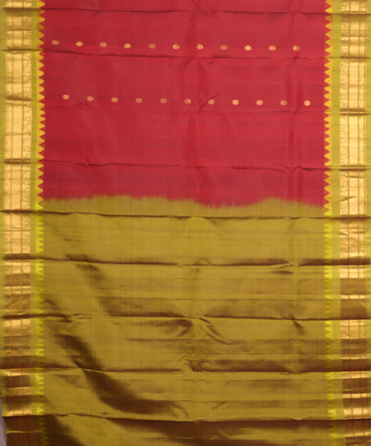 Burgundy red color handloom Gadwal Silk saree