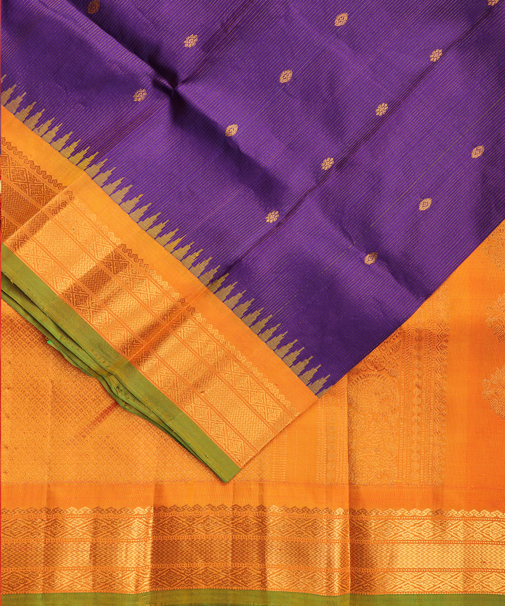 Electric violet color handloom Gadwal Silk saree