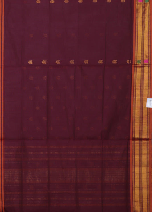 Mahogany red color handloom venkatagiri cotton saree