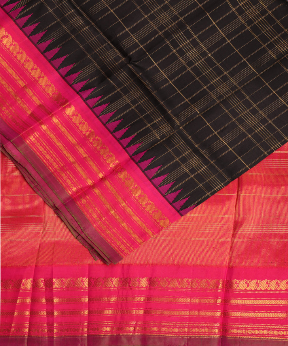 Black color handloom Gadwal Silk saree