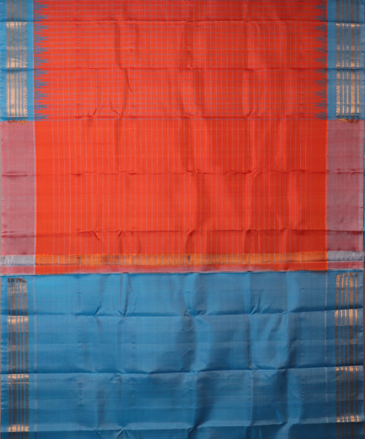 Scarlet color handloom Gadwal Silk saree