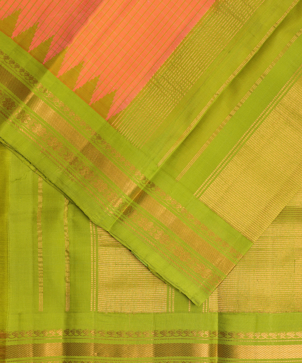 Tangerine color handloom Gadwal Silk saree