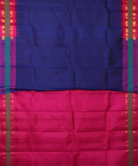 Space blue color handloom Gadwal Silk saree