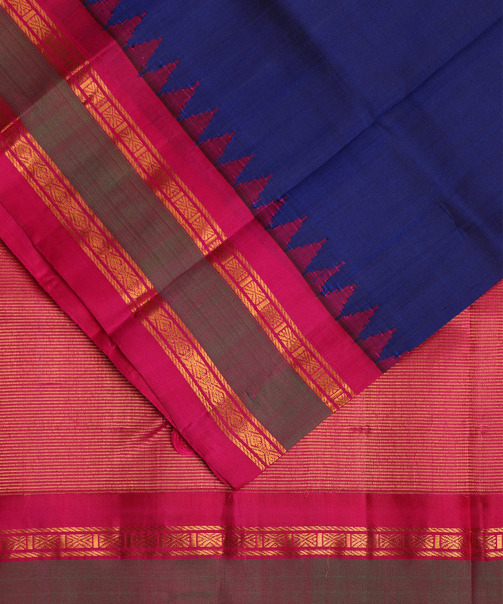 Space blue color handloom Gadwal Silk saree