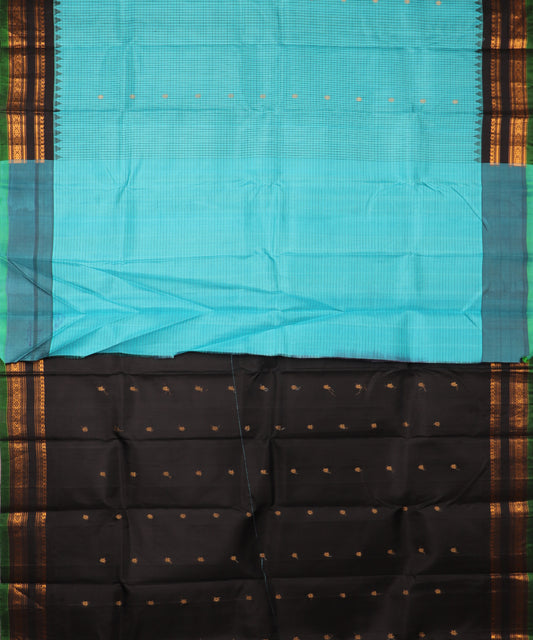 Olympic blue color handloom Gadwal Silk saree