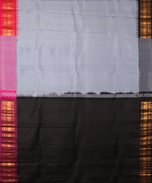 Pigeon blue color handloom Gadwal Silk saree