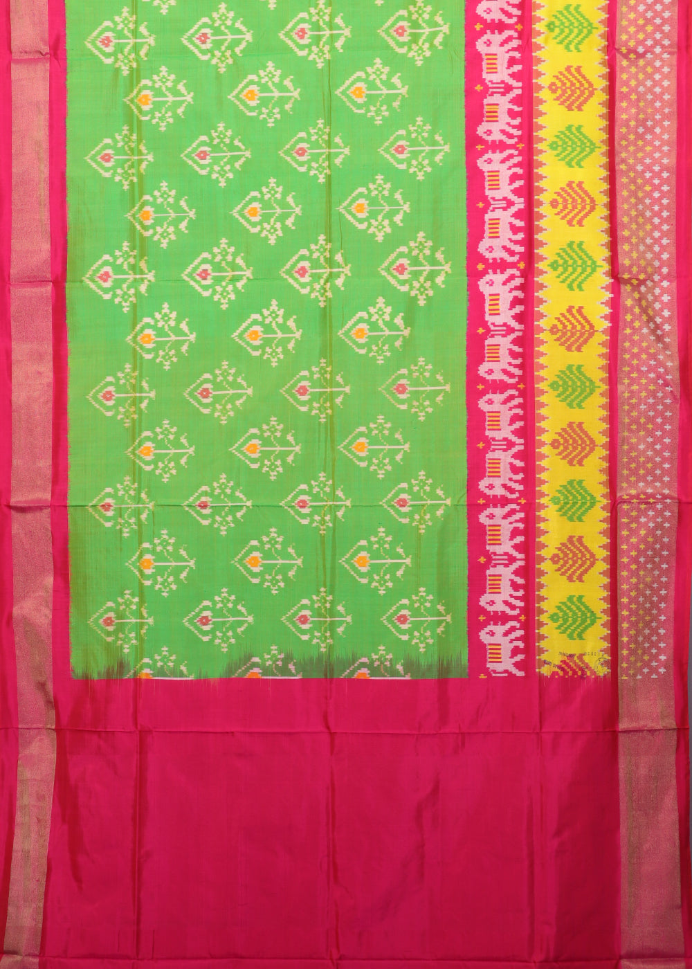 Kelly green color handloom rajkot silk saree
