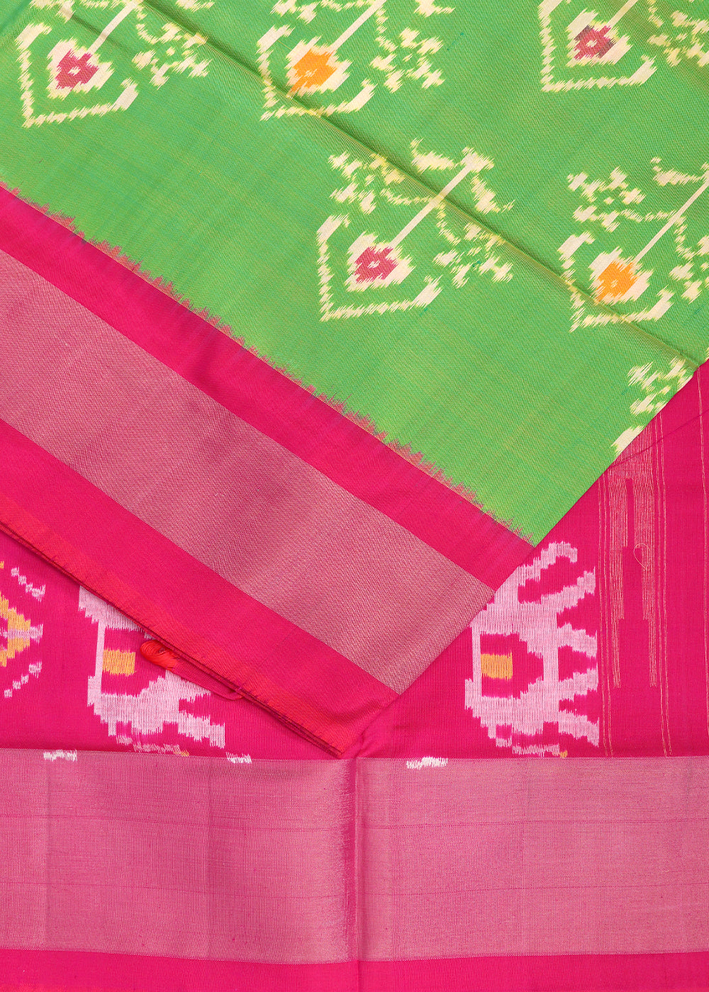 Kelly green color handloom rajkot silk saree