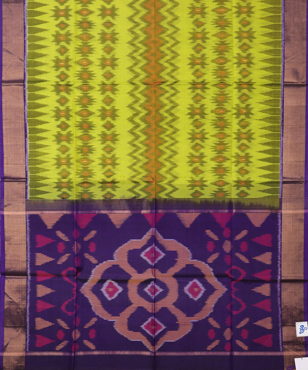 Lime color handloom pochampally sico saree