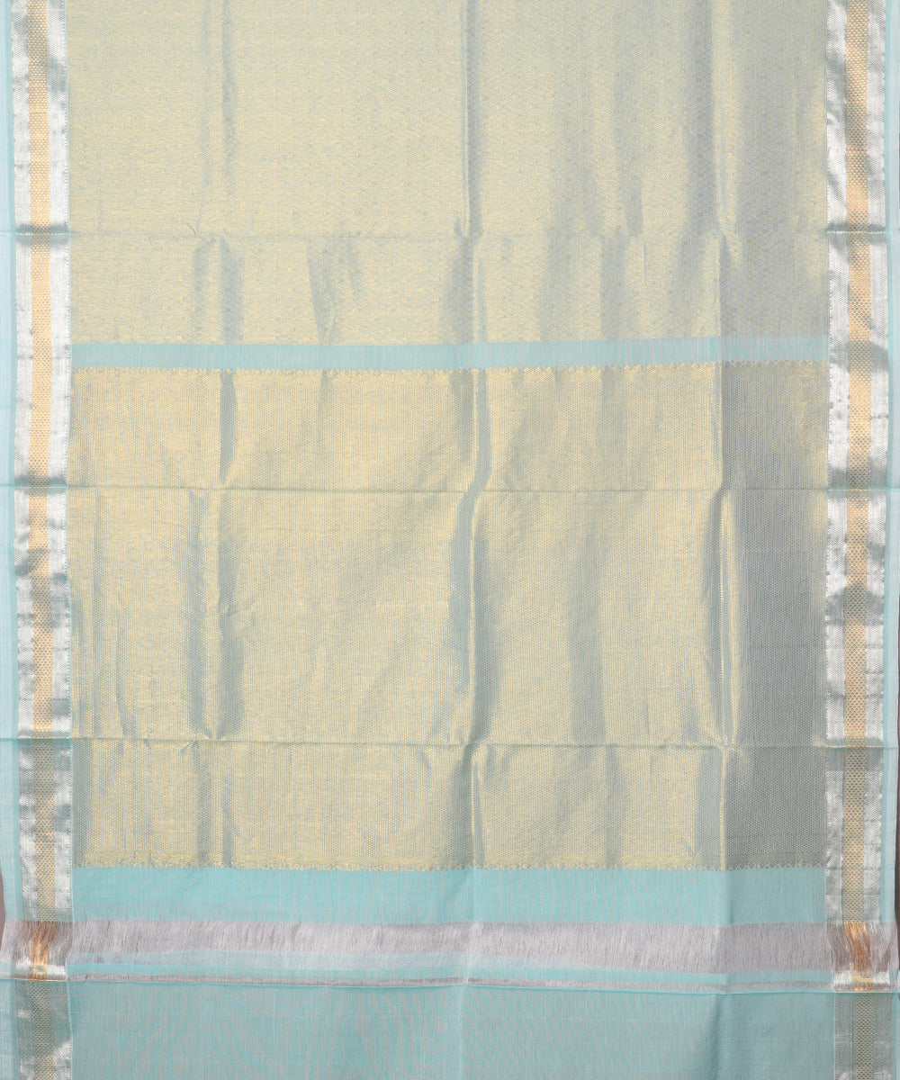 Sky blue color handloom Jacquard Kuttu cotton saree