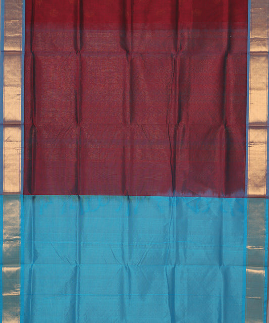 Mahogany red color handloom madhavaram sico saree