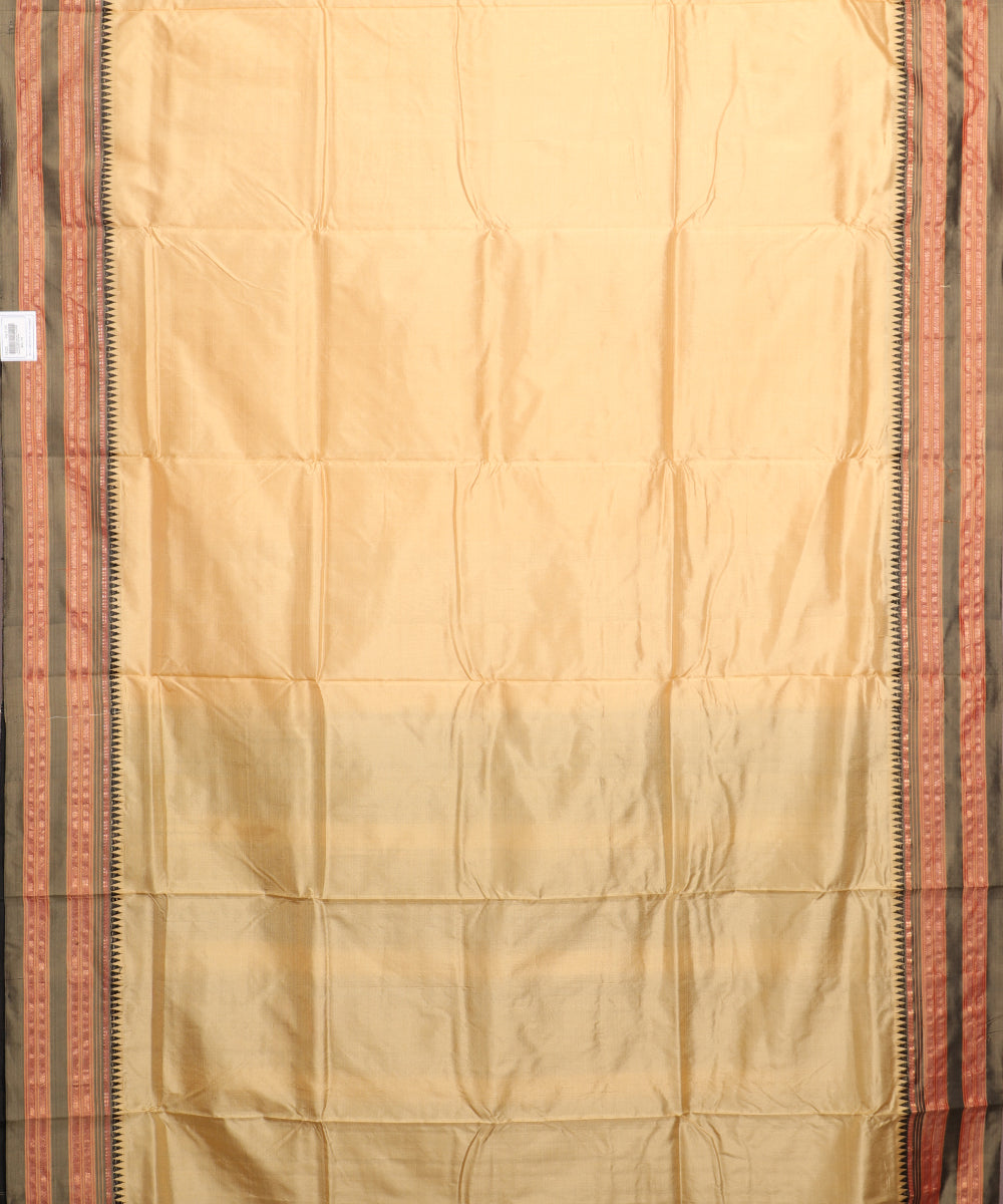 Eggnog yellow color handloom Narayanpet silk saree