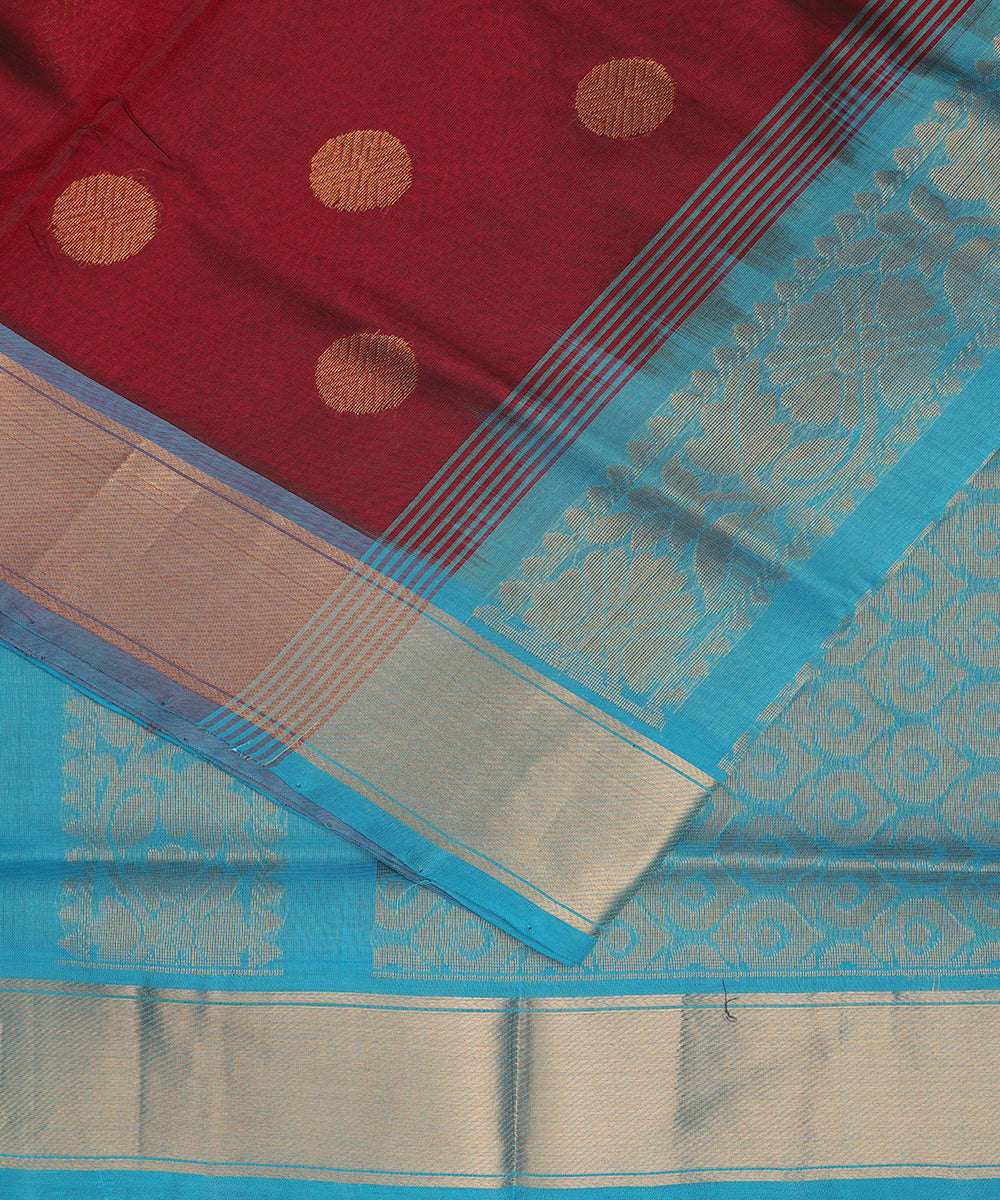 Mahogany red color handloom madhavaram sico saree