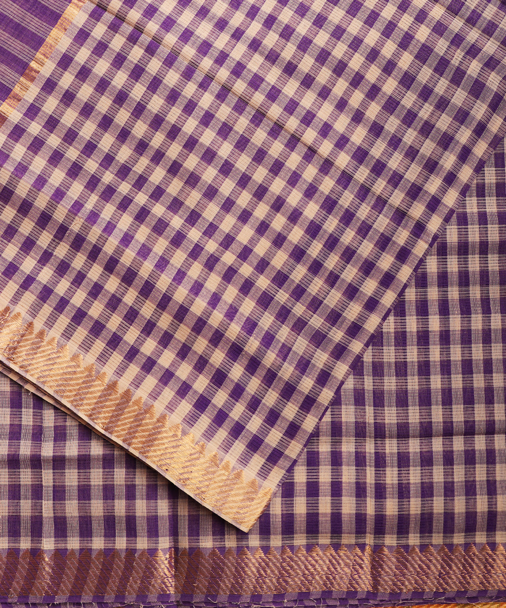 Multi-color with checks handloom mangalagiri cotton saree
