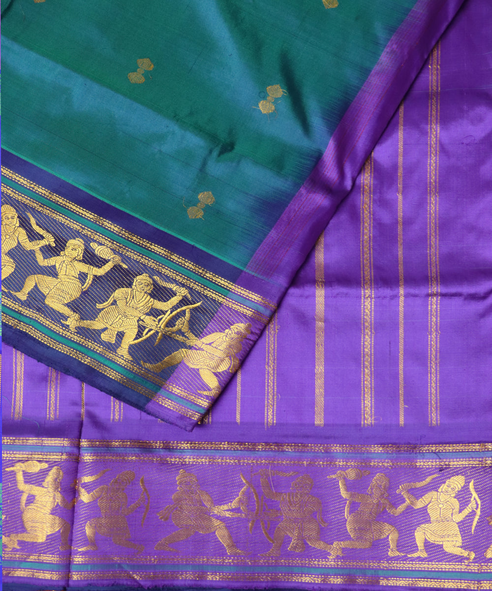 Pine green handloom ramappa silk saree
