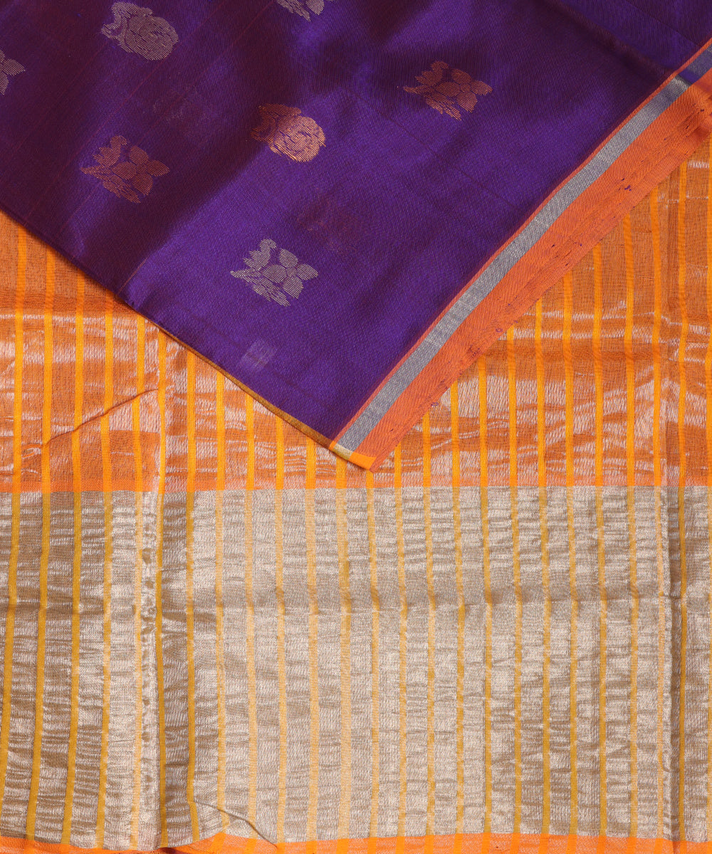 Eggplant violet color handloom venkatagiri sico saree