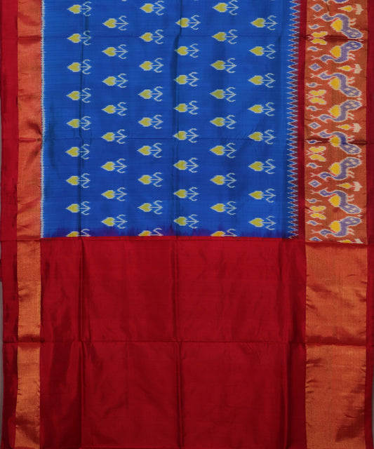 Azure blue color handloom rajkot silk saree