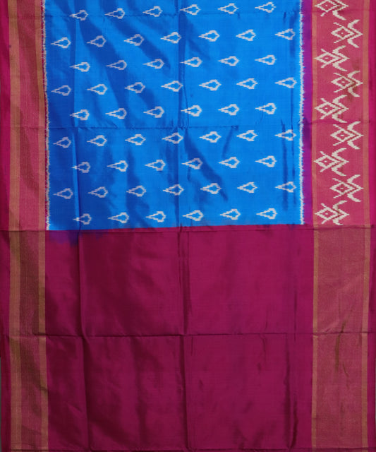 Sapphire blue color handloom rajkot silk saree