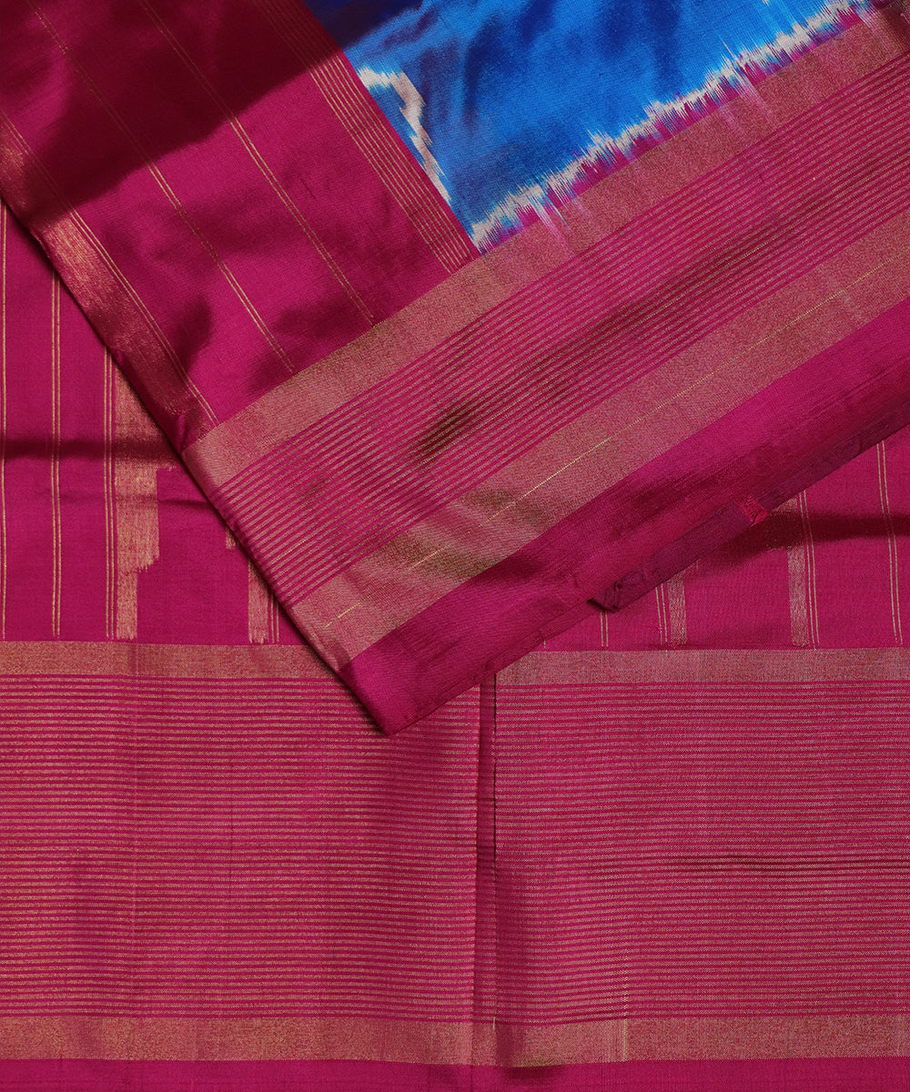 Sapphire blue color handloom rajkot silk saree