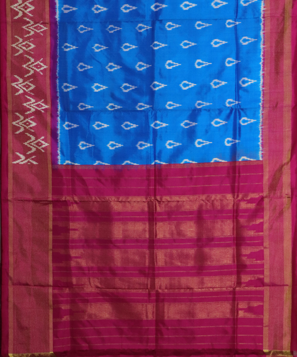Sapphire blue color handloom rajkot silk saree