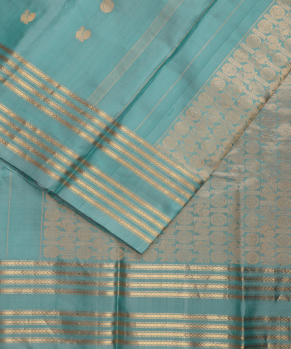 Pine green color handloom Gadwal Silk saree