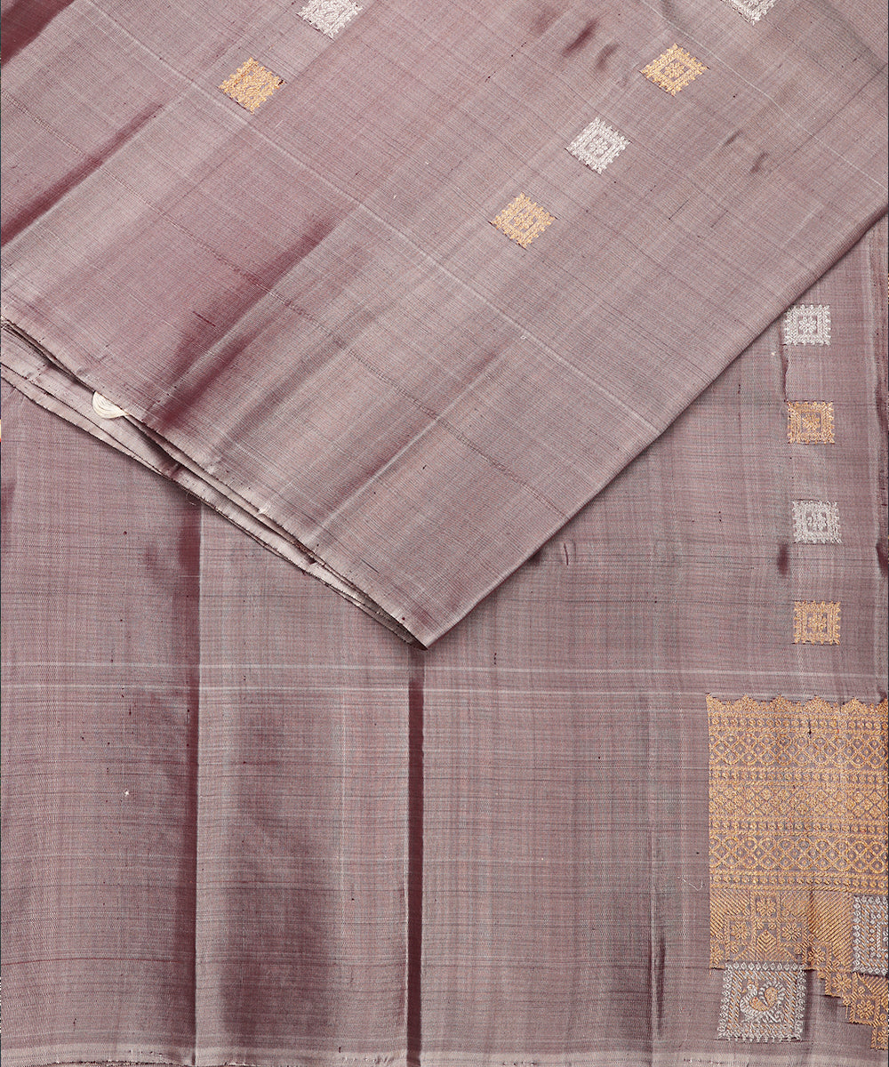 Mink gray color handloom Gadwal Silk saree