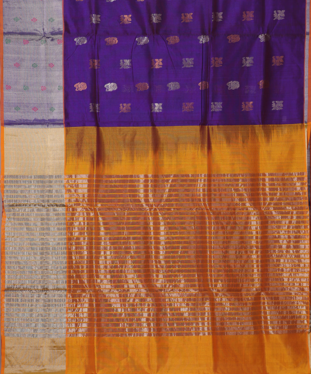Eggplant violet color handloom venkatagiri sico saree