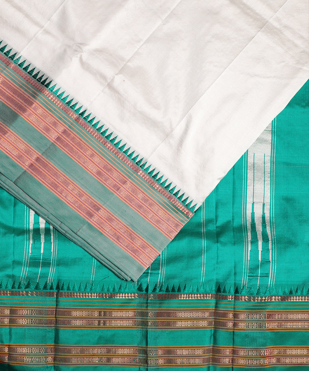 Cream color handloom narayanpet silk saree