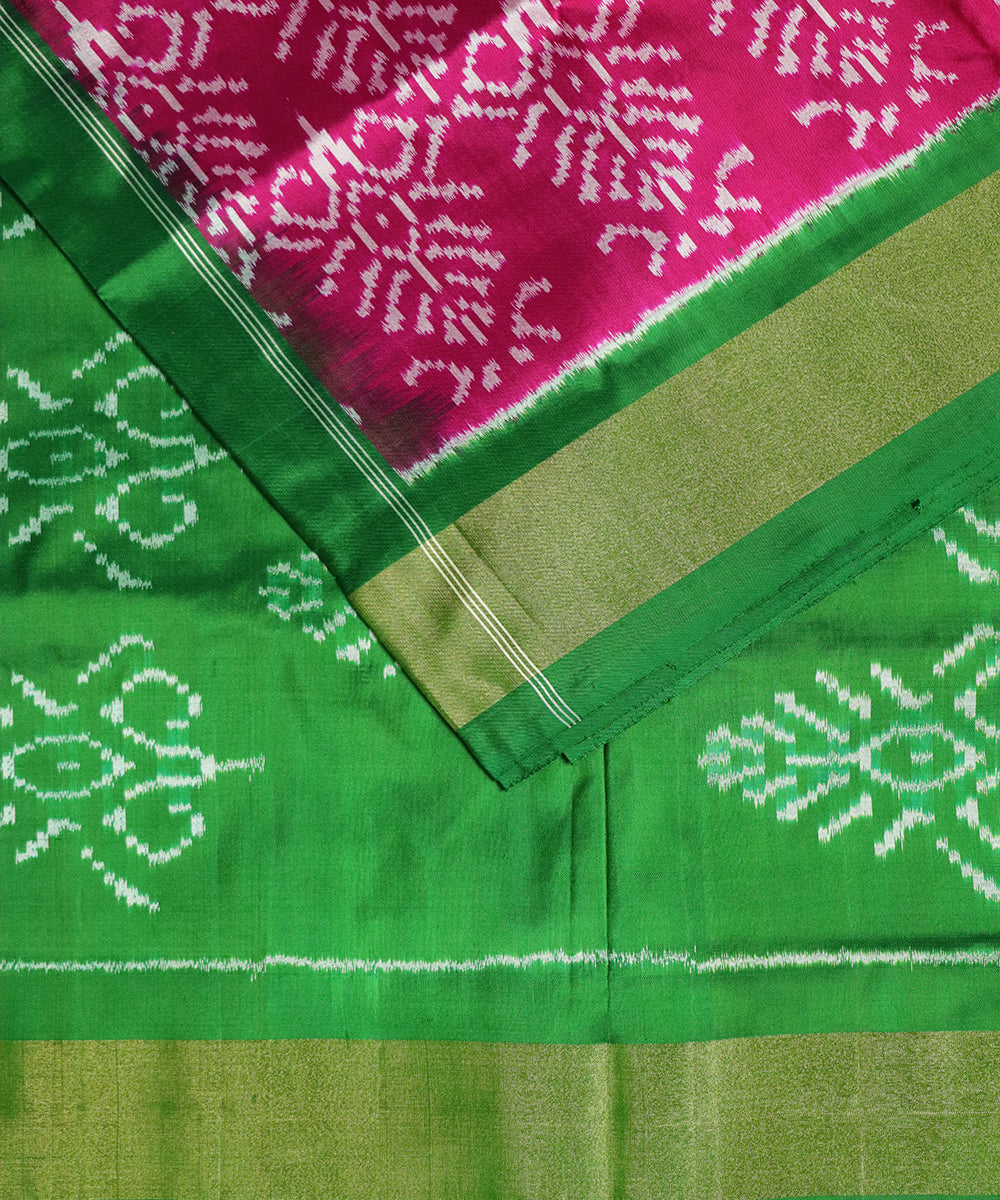 Ruby pink color handloom rajkot silk saree